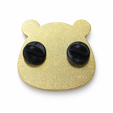 Graduation bear enamel pin with brown face and colorful eyes