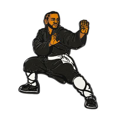Kendrick Lamar Kung Fu Kenny enamel pin in a martial arts pose