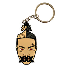 Full view of XXXTentacion keychain with metal keyring