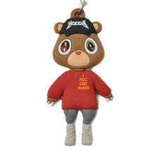 Kanye West TLOP bear keychain with red shirt and brown bear design