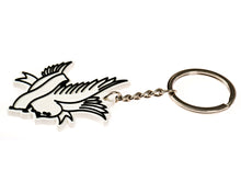 Side view of Lil Peep dove keychain showing dove design and keyring