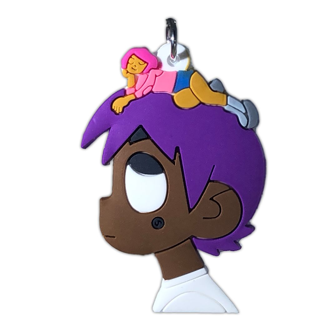 Lil Uzi Vert purple PVC keychain with colorful character design